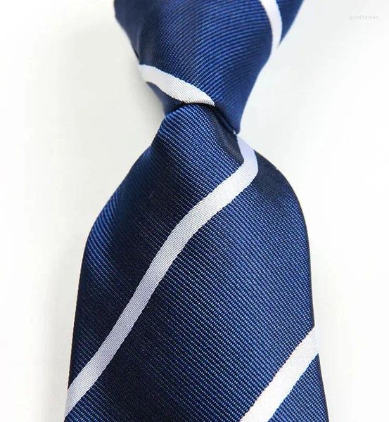 Papillon a righe classiche Cravatta bianca blu TESSUTO JACQUARD Seta 8 cm Cravatta da uomo Business Festa di nozze Collo formale