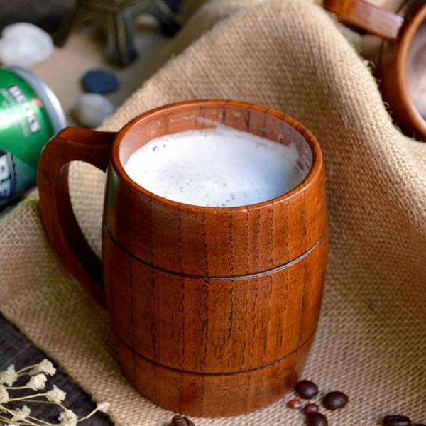 2024 350 ml Classic in stile naturale tazza di legno di legno tazze di birra che bevono per regali di novità per feste ecologiche