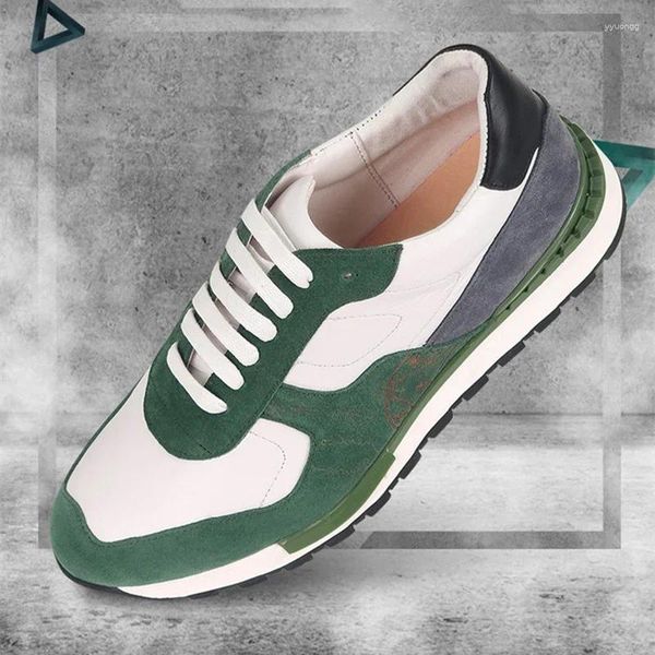 Freizeitschuhe Herren Sneaker Echtes Leder Design Original Lace Up Mixed Green White Oxfords Outdoor für Männer