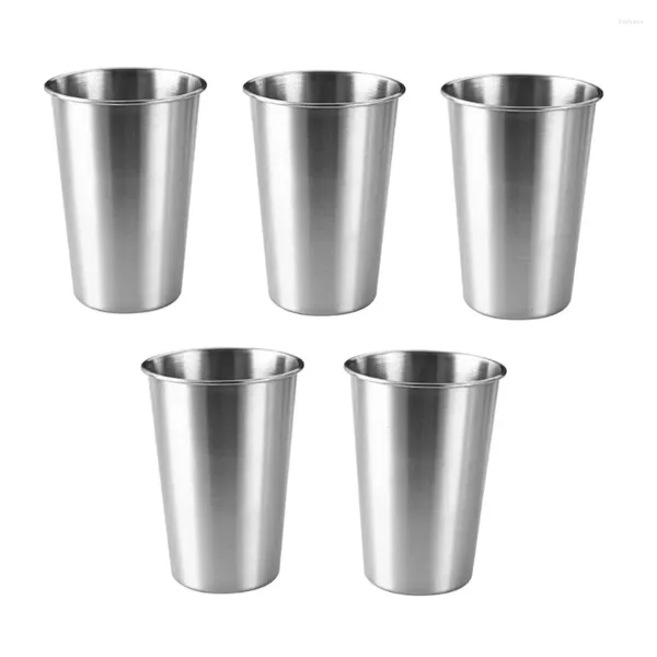 Tazze 5 pezzi tazza di birra in acciaio inossidabile boccale da 500 ml per il campeggio festa caffè whisky vino singolo strato bicchieri utensile da cucina