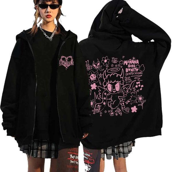 Moletom com capuz feminino quente karol g bichota moletom com capuz homem mulher harajuku zip up moletom 240401