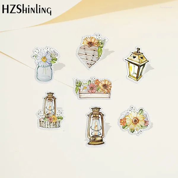 Broschen Sonnenblume Brant Vase Nachtlicht Cartoon Acryl Anstecknadel Harz Epoxidharz Pins Modeschmuck Accessoires