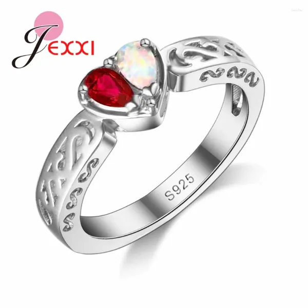 Cluster Ringe Charm 925 Sterling Silber Wassertropfen Österreichischer Kristall Verlobung Hochzeit für Frauen Band Schmuck Herz Anillos Bague