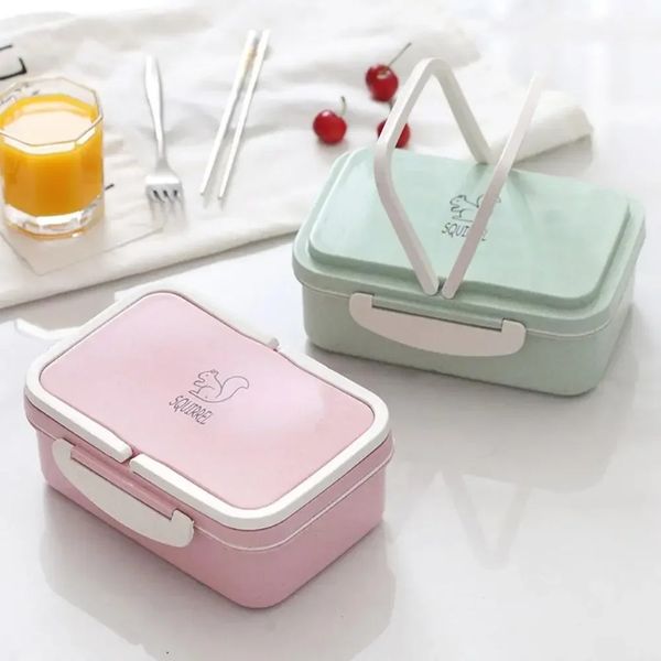 Lunch Box portatile Paglia di grano Picnic Microonde Bento Contenitore per alimenti Nuovo Studente Campeggio Pranzo Cena Scatole per il pranzo