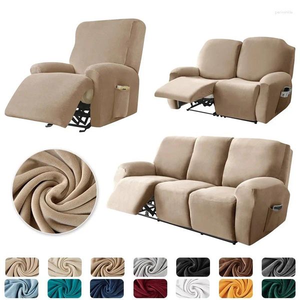 Stuhlhussen für 1-, 2- und 3-Sitzer-Sofabezug aus Samt mit geteiltem Liegesofa, elastischer Lounge-Liegebezug, einfarbiger Sesselbezug