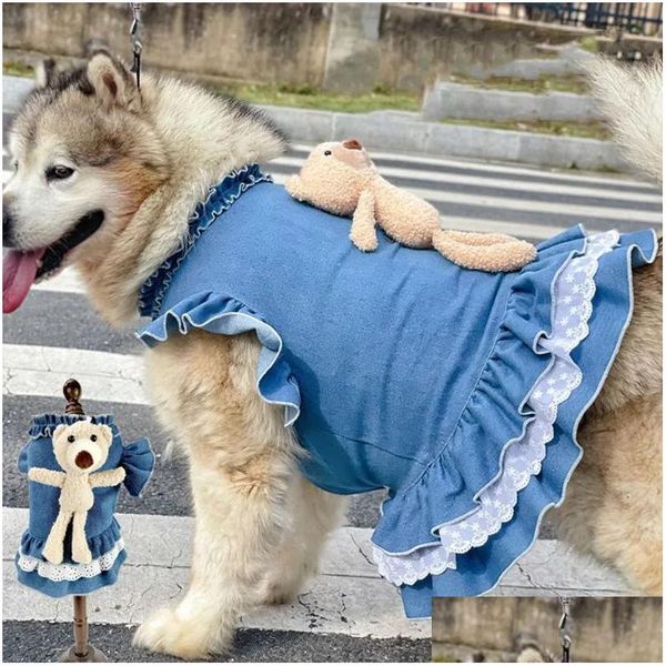 Vestidos de vestuário de cachorro grandes roupas verão vestido grande poodle schnauzer husky samoyed labrador golden retriever roupas de malamute do alasca