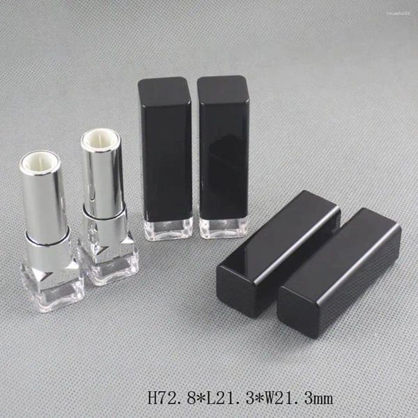 Bottiglie di stoccaggio Rossetto nero fai da te di alta qualità 4g Bottiglia vuota Tubo quadrato Base trasparente Diametro interno 12,1 mm