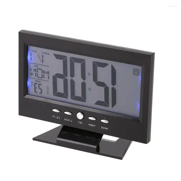 Tischuhren Digitaluhr Wetterstation Display Alarm Kalenderfunktion Drahtloses Temperatur-Feuchtigkeitsmessgerät
