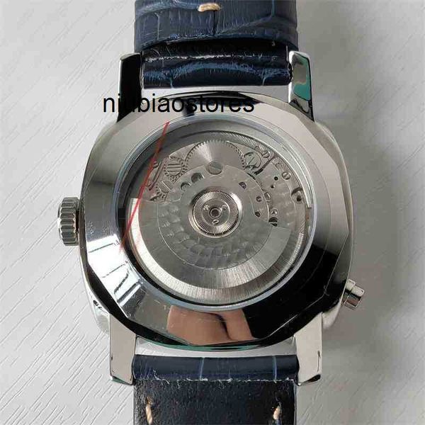 Orologio alla moda di alta qualità Orologio di lusso 44mm Militare automatico meccanico da uomo Data Riserva di carica Quadrante in acciaio inossidabile nero Pelle luminoso N