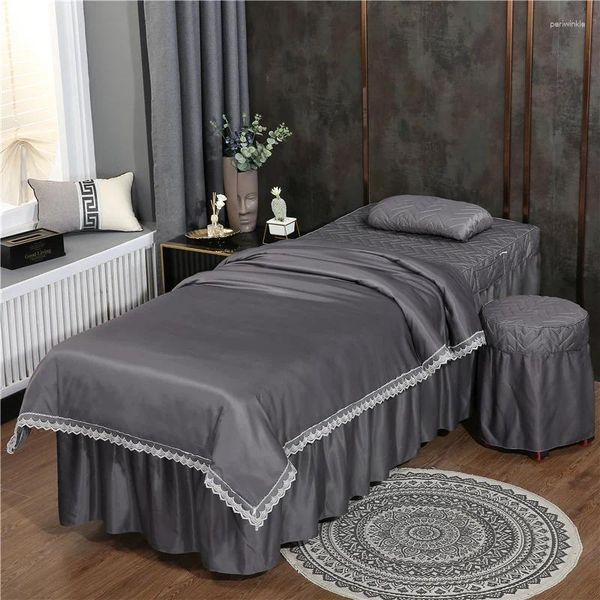 Set di biancheria da letto dimensioni personalizzate da 4-6pcs a colori solidi set di salone di bellezza facile massaggio massaggio spa con foglio piumino copripiumino #