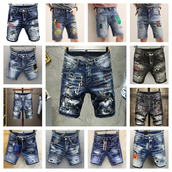 Mens shorts designer jeans jeans homens casuais jean skinny motocicleta calças streetwear joelho azul denim curto roupas masculinas