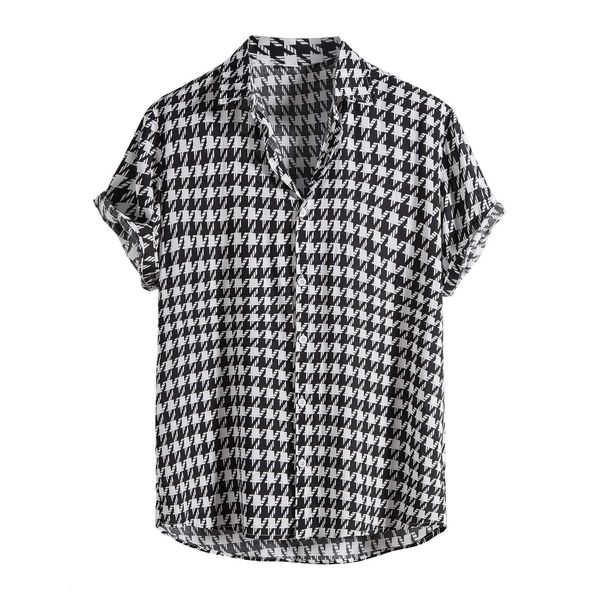 Blusa de verão Camisas de mangas curtas masculinas colar de manobra de manobra de tumulto