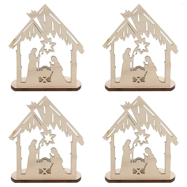 Portacandele 4 pezzi Decorazioni per matrimoni Tavoli Candeliere Ornamento da tavolo Portacandele creativo Casa in legno Scaffale progettato per la religione