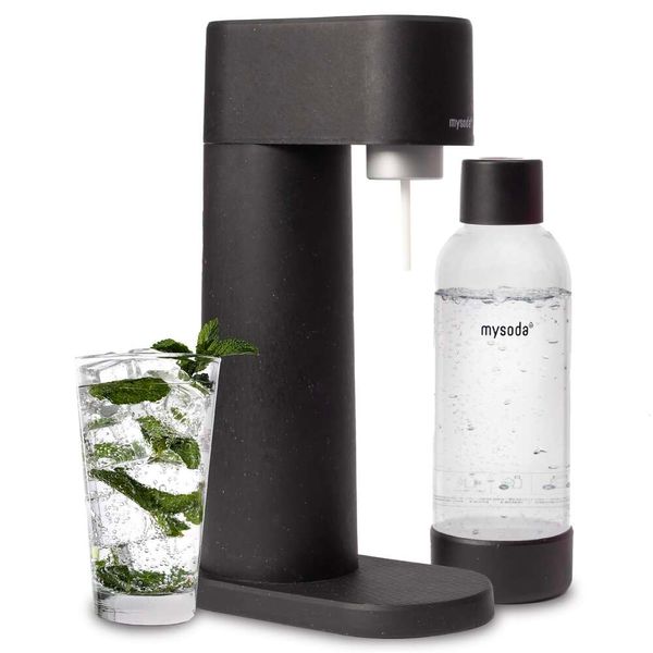 Mysoda Woody Sparkling Silent Carbonated aus erneuerbaren Holzverbundwerkstoffen und 1-Liter-Wasserflasche, kohlendioxidfreier Zylinder, Seltersherstellungsgerät