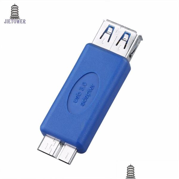 Conectores de cabos de computador Padrão Usb3.0 Usb 3.0 Tipo A Fêmea para Micro B Macho Adaptador Conversor Conector Azul Note3 Otg Drop Deliv Ots41