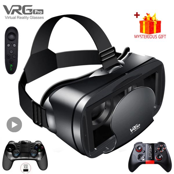 Dispositivos 3D VR Headset Óculos de Realidade Virtual Inteligente Capacete de 7 Polegadas para Smartphones Telefone Android iPhone Lente com Controlador Binóculos