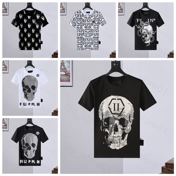 5A Mens Tshirt PP Skull Diamond T Рубашки Германия бренд дизайнеры роскошных дизайнеров Письмо 3D доллар печать Polos Mens Tshirts Women Skulls 24SS Tee Shorts Hoodie