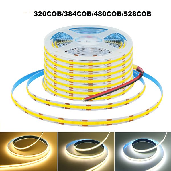 12V 24V LED LED LED LUZ 320COB 480COB 528COB 384COB LEDS FITAS FLEXÍVEIS ILUMELHA LINEAR LINEAR