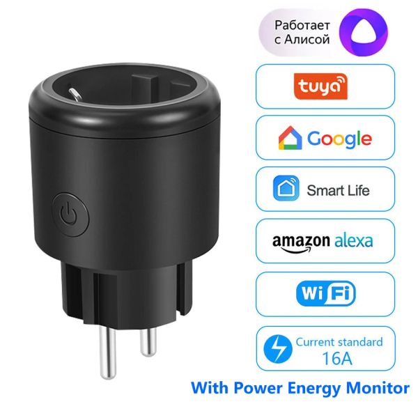 Controle NOVO WiFi Smart Socket 16A UE UK Smart Plug Tuya Smart Life APP Trabalhe com Alexa Google Home Smart Home Yandex Alice Station