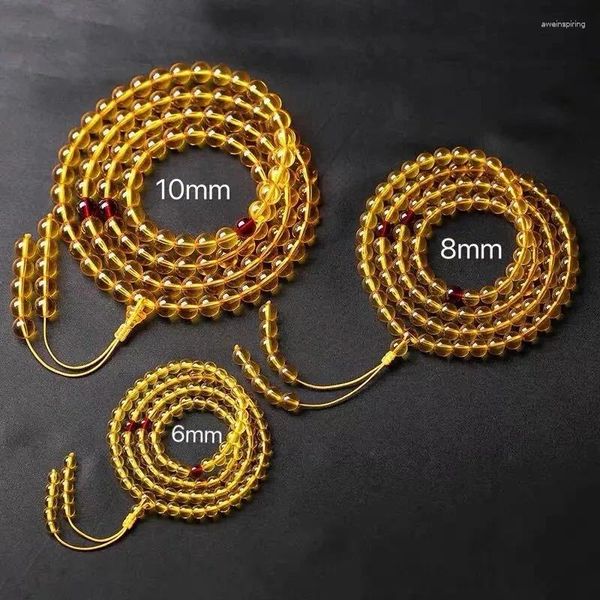 Charm-Armbänder Myanmar Golden Pearl Circle 108 Buddha-Perlen Bernstein Handschnur Wasserreinigung Halskette für Männer und Frauen Corrente
