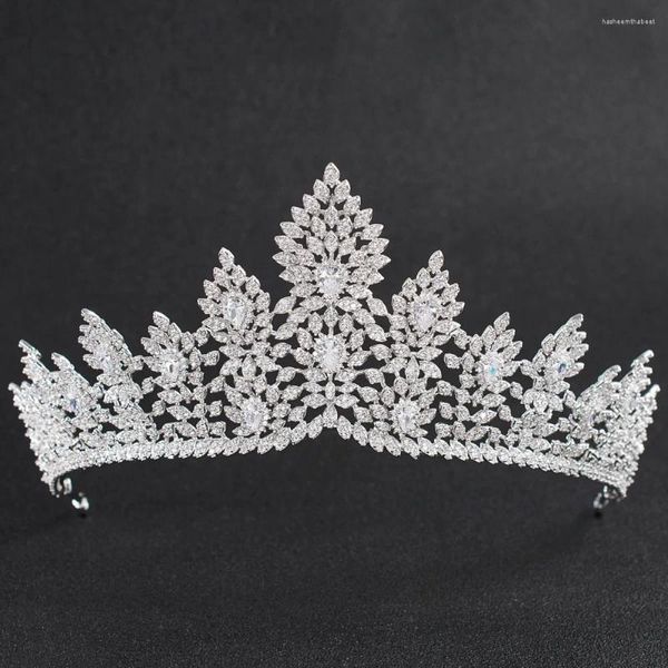 Grampos de cabelo cristais cz zircônia cúbica casamento nupcial real tiara diadem coroa feminino baile jóias acessórios ch10135