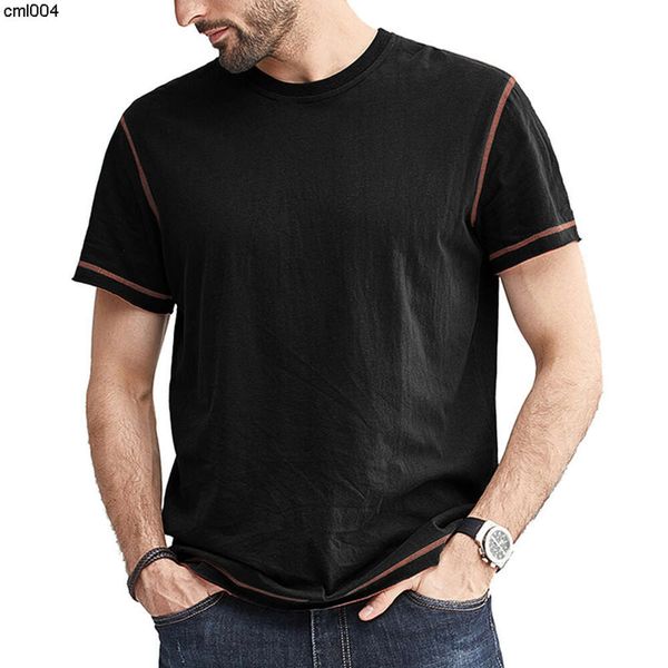 T-shirt girocollo da uomo a maniche corte in filo brillante tinta unita primavera/estate Nuovo top {category}