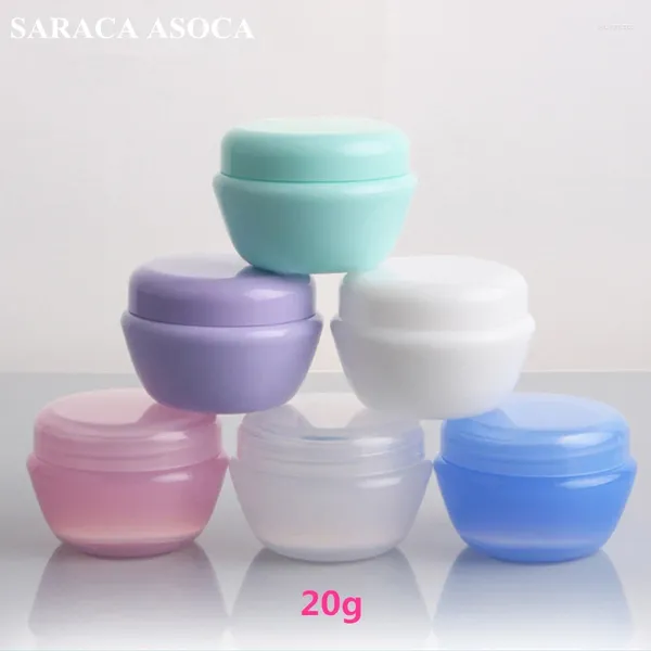 Garrafas de armazenamento 20g, caixa de plástico transparente para creme, cogumelo, recarregável, pacote de teste cosmético, capa interna de viagem, multicolorido 100