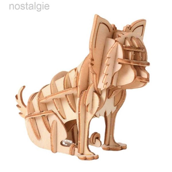 Blocchi 3D Chihuahua Kit artigianali in legno Giocattoli Per bambini Costruisci blocchi Costruttore Modelli a forma di animale Jigsaw Brick Fai da te Assembla cani per adulti 240401