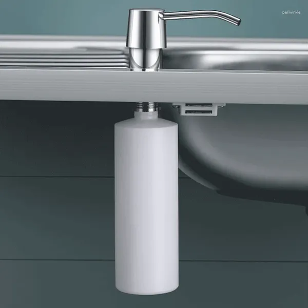 Dispenser di sapone liquido Lavello Pressa per piatti Bottiglie Porta disinfettante per le mani in plastica Testa in acciaio inossidabile Accessori per lavabo da cucina per uso domestico