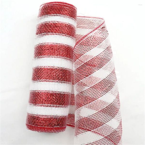 Decoração de festa Red White Candy Cane Decor Malha Rolo 26cm x 10yard Grinalda Listras de Árvore para Decoração Temática ou Escada