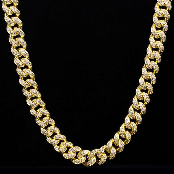 KrkcCo 12mm 24 pollici oro 14K gioielli Hip Hop catena all'ingrosso CZ diamante uomini collegamento cubano