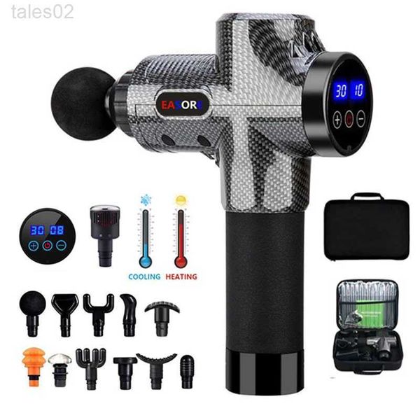 Pistola de massagem massageador de corpo inteiro calor/frio 2022 nova atualização Easore X5 Pro músculo profundo com motor sem escova de 11/12 cabeças para academia em casa yq240401