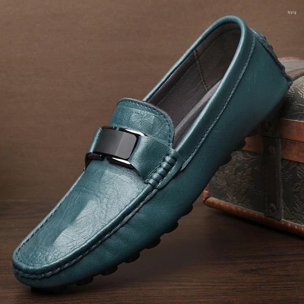 Scarpe casual Taglia grande 38-47 Moda uomo Decorazione in metallo Pelle Mocassini comodi di qualità Comodo Doudou