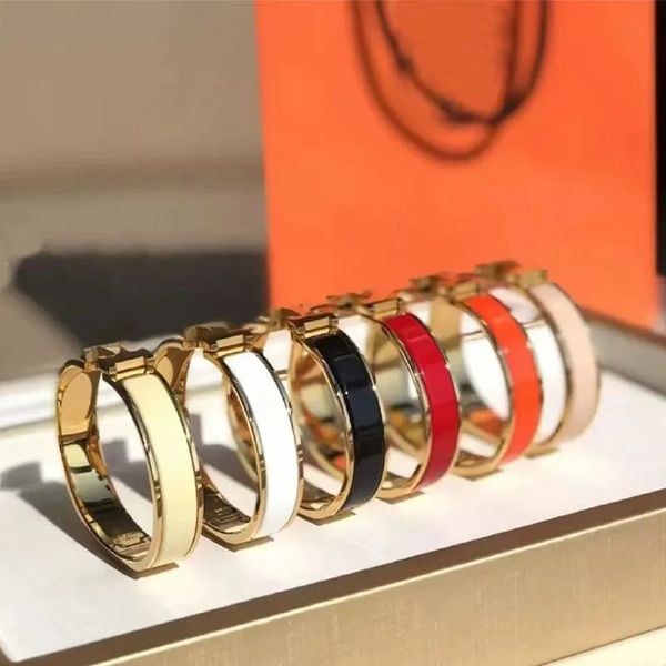Pulseira de luxo designer clássico de 12 mm de largura bracelete de ouro designer de judeu para mulheres punho de punho 316l titanium steel jóia