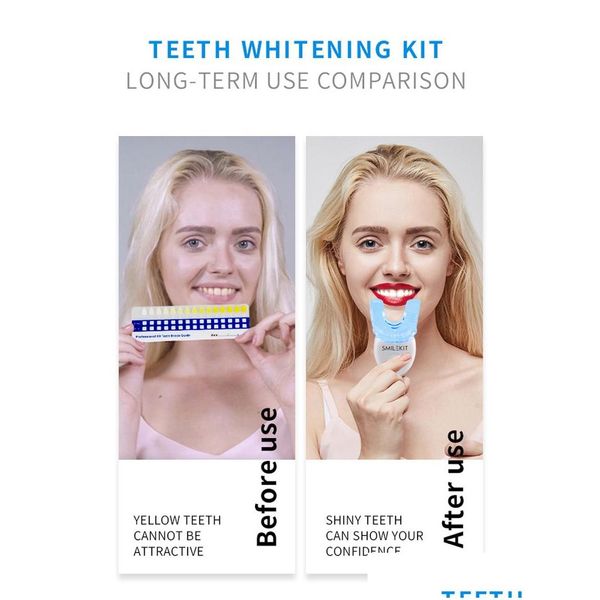 Kit de clareamento dental com acelerador de luz azul led, 100 conjuntos de clareamento dental, saúde, beleza, higiene oral dhmel