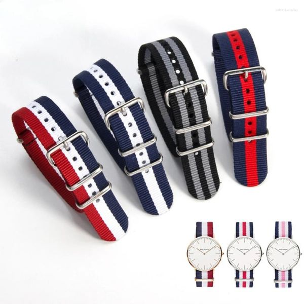 Assista Bandas Robusto Nylon Canvas Tecido One-Piece Band Strap Estilo Militar Universal Sport Straps Mens Single Pass18/20/22mm Multicolor