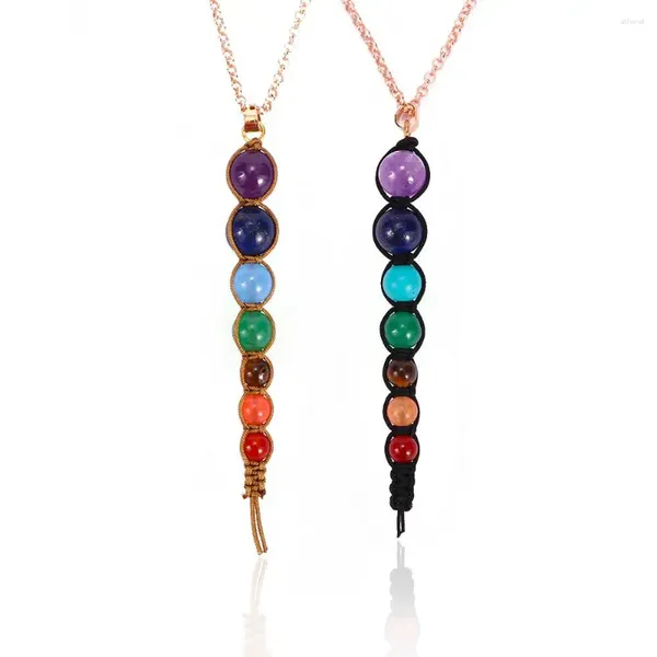 Colares Pingente Charme Yoga Espiritual Bead Colar Mulheres Jóias Multicolor 7 Chakra Beads Presente