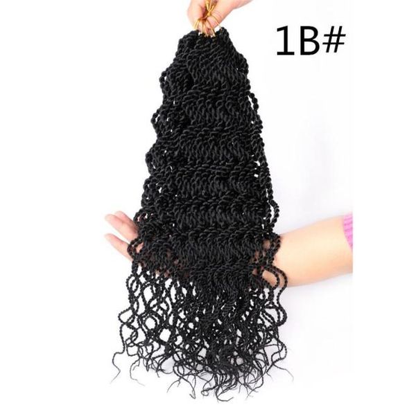 Cabelo sintético senegalês crochê 18 polegadas 12 fios ondulado cacheado tranças de crochê cabelo ondulado senegalês 60gpc6826636