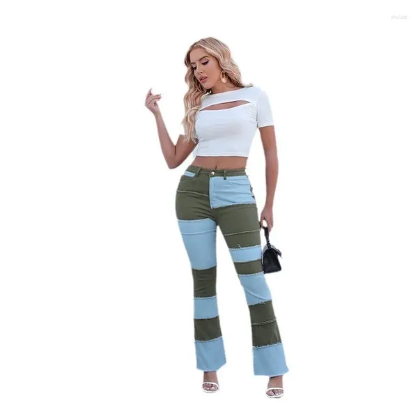 Jeans femininos designer mulheres cintura alta bell bottom streetwear roupas largas perna denim calças estilo ocidental francês picante menina calças