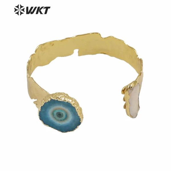 Pulseira wtb569 atacado exclusivo lindo ouro galvanizado stellatite quartzo pulseira moda feminina pedra dupla ajustável banda de quartzo