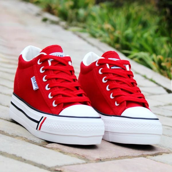 Сапоги Comemore 2022 Женские холст -обувь мода Laceup Ladies Casual Sneakers Женщины высокие каблуки платформа белые кроссовки спортивные тенденции