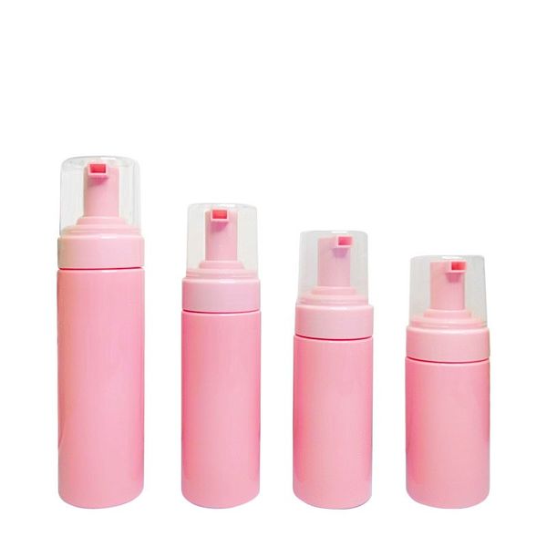 Frasco dispensador de espuma rosa 150ml, dispensador de sabão para as mãos, frasco com bomba para lavagem das mãos, embalagem de limpeza facial