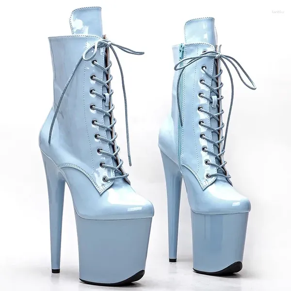 Танцевальная обувь, модные пикантные модели, женские туфли из искусственной кожи на платформе, вечерние туфли на высоком каблуке 20 см/8 дюймов, 123