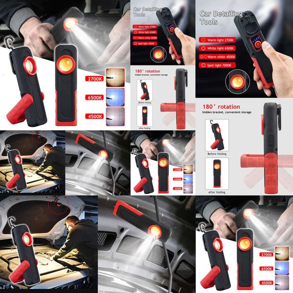 2024 Инструменты для детализации автомобиля USB-фонарик Инспекционный светильник Покраска Лампа для сканирования Вихревая магнитная ручка Авторемонт Рабочие фары