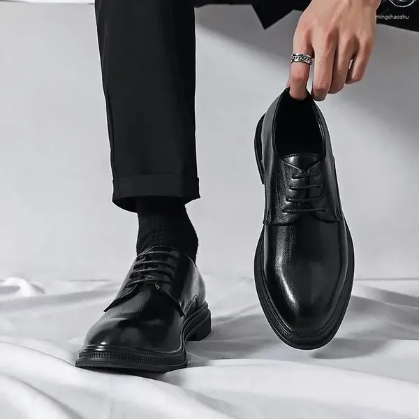 Scarpe eleganti da uomo estive da lavoro formale da uomo in pelle altezza interna crescente abito casual nero sposo britannico matrimonio