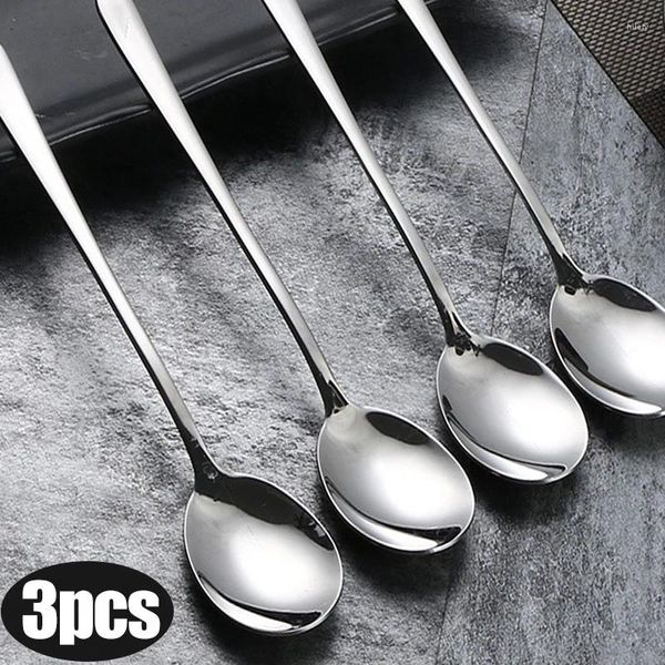 Cucchiai Cucchiaio in acciaio inossidabile Stoviglie Cucina Utensile da cucina Strumenti Nastro Manico lungo Zuppa Cucchiaino Ristorazione Caffè Cucchiai