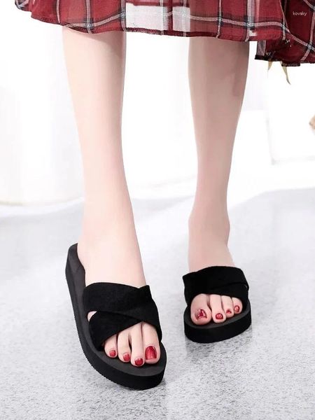 Pantofole da donna Drag Cool Summer Fashion Network Infrared Wear Home Studenti coreani Slope Heel Beach