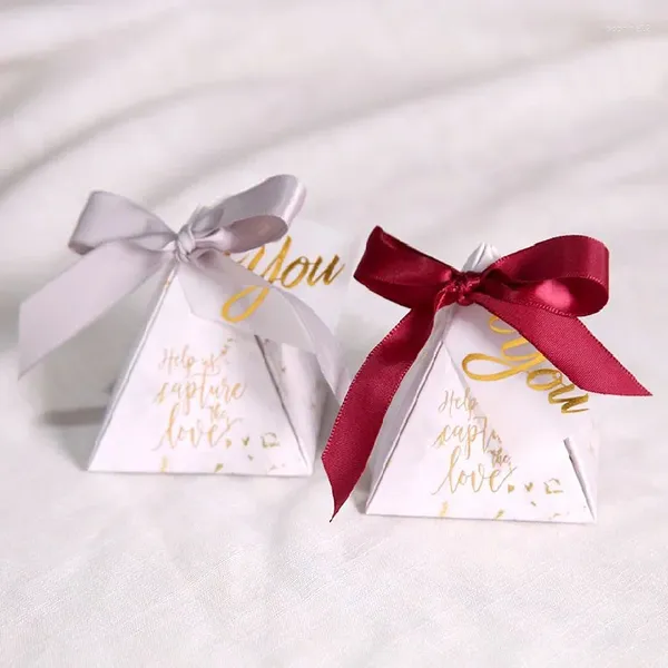 Envoltório de presente 20 pcs pirâmide triangular mármore caixa de doces favores de casamento e caixas de presentes chocolate para brindes embrulho de namorados