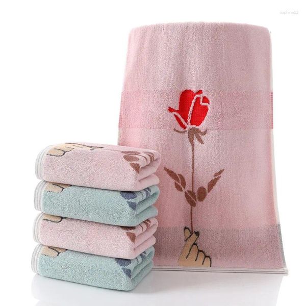 Asciugamano T249A Regalo di compleanno di buona qualità Assorbente per l'acqua Coppia modello rosa Asciugatura rapida viso spesso rosa blu