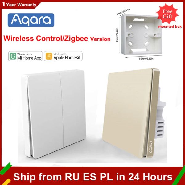 Steuern Sie den Aqara Smart Wall Switch Zigbee Wireless Switch ohne neutrale Lichtsteuerung Gold Switch Fire Wire Gloden Arbeiten Sie mit Mi Home